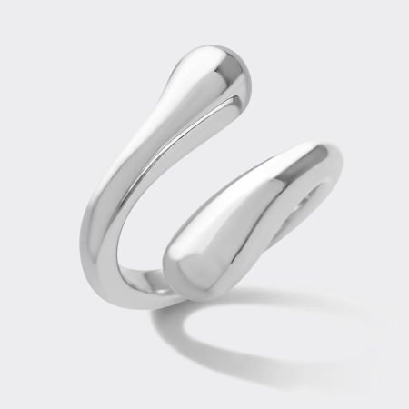 316L SURGICAL STEEL RING POLISHED OPEN BYPASS WRAP TEARDROP END
