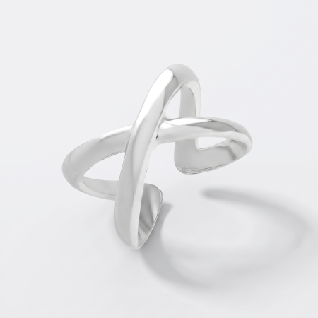 316L SURGICAL STEEL RING POLISHED OPEN CRISS CROSS X BAND