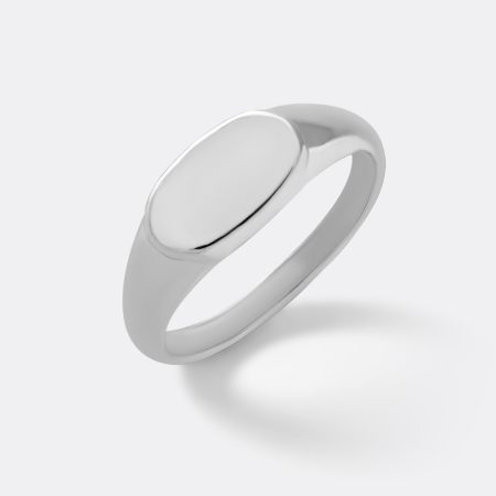 316L SURGICAL STEEL RING POLISHED SMOOTH OVAL SIGNET CLOSED BAND