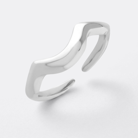 316L SURGICAL STEEL RING POLISHED OPEN S SHAPED WAVE BAND