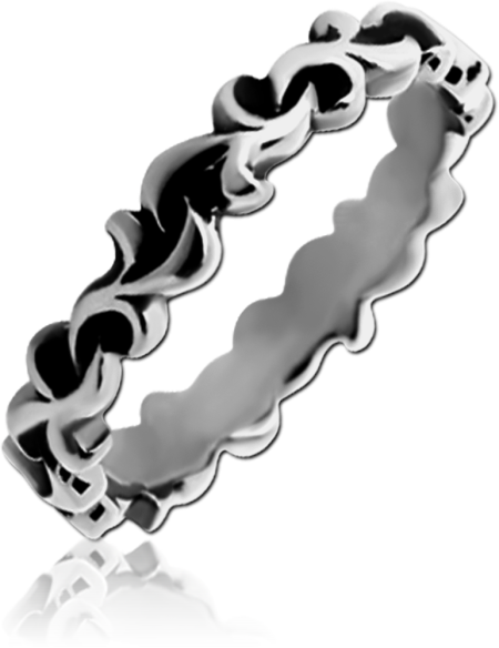 316L SURGICAL STEEL RING LINKED SCROLL PATTERN BAND CONTINUOUS MOTIF
