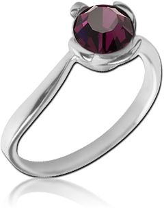 316L SURGICAL STEEL RING PRONG SET ROUND CLEAR GEM SOLITAIRE BAND