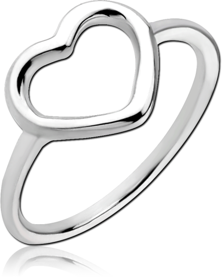 STERLING SILVER 925 RING ASYMMETRICAL OPEN HEART OUTLINE
