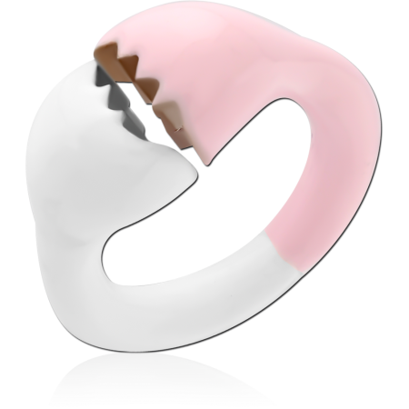 STERLING SILVER 925 RING PINK AND WHITE BITE DESIGN