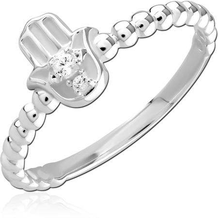 STERLING SILVER 925 RHODIUM PLATED JEWELED RING