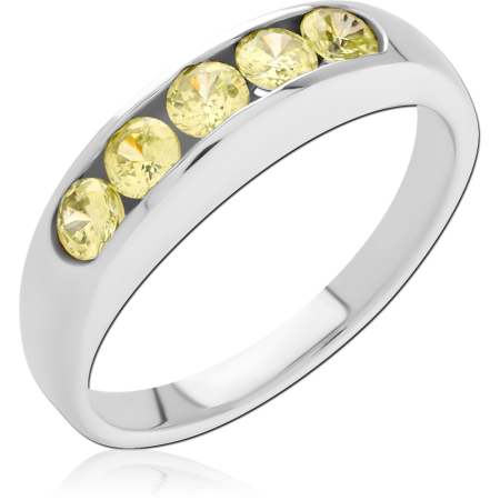 STERLING SILVER 925 RING CHANNEL SET BAND WITH PERIDOT ROUND GEMS