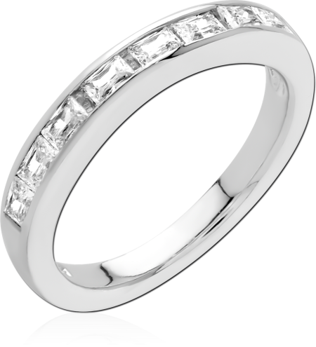 STERLING SILVER 925 RING CHANNEL SET RECTANGULAR CLEAR GEMS BAND