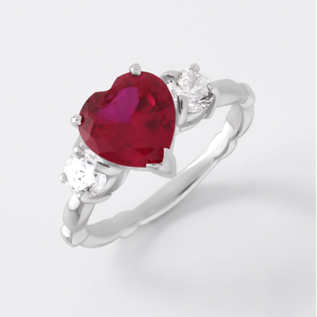 STERLING SILVER 925 RING HEART GEM WITH SIDE CLEAR GEMS
