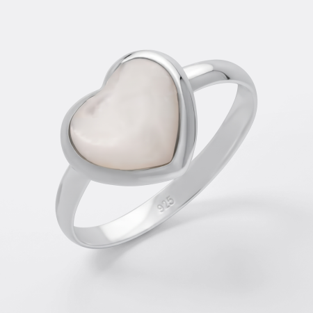 STERLING SILVER 925 RING HEART CABOCHON GEM BEZEL SET SIMPLE BAND