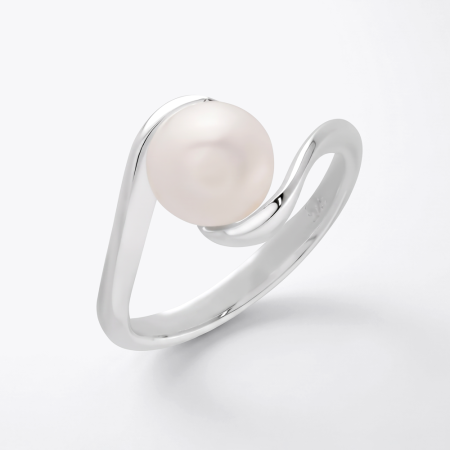 STERLING SILVER 925 RING WHITE PEARL BYPASS SWIRL OPEN DESIGN