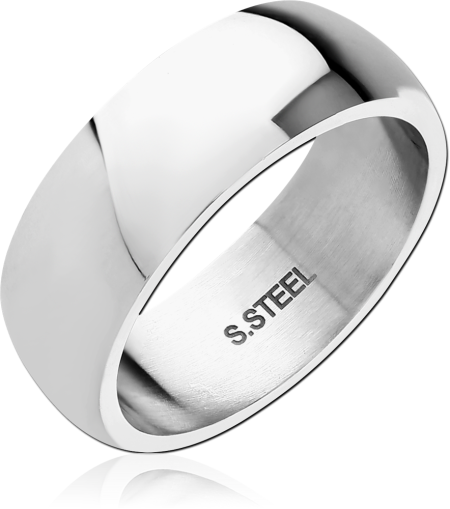 STAINLESS STEEL RING CLASSIC DOMED BAND HIGH POLISH MIRROR FINISH