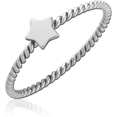 316L SURGICAL STEEL RING TWISTED BAND WITH STAR