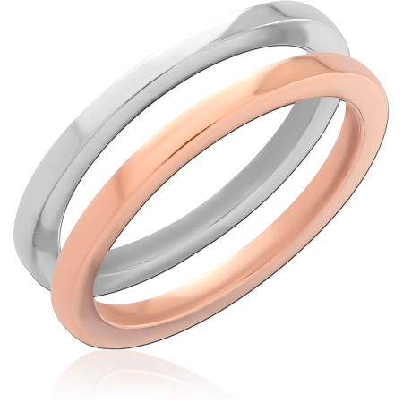 316L ROSE GOLD PVD COATED TWO TONE SURGICAL STEEL RING