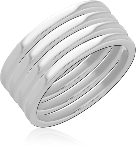 316L SURGICAL STEEL 4 RINGS SET PLAIN BAND