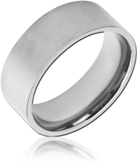 STAINLESS STEEL RING FLAT BAND BRUSHED MATTE FINISH MINIMALIST DESIGN