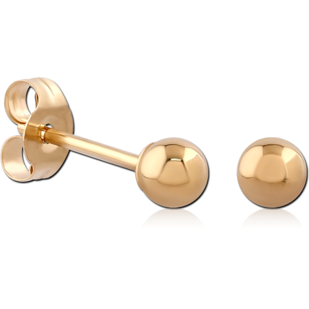 14K GOLD BALL POST EAR STUDS