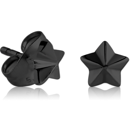 BLACK PVD SURGICAL STEEL NAUTICAL STAR EAR STUDS