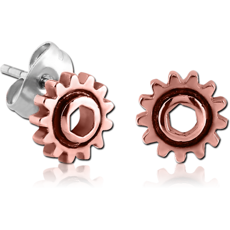 SURGICAL STEEL EAR STUDS PAIR - STEAMPUNK