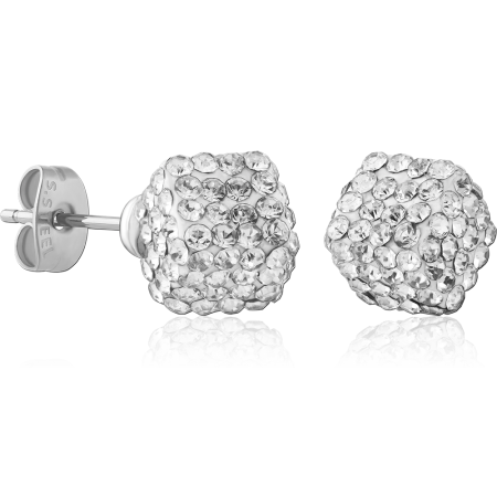 316L SURGICAL STEEL CRYSTALINE EAR STUDS PAIR