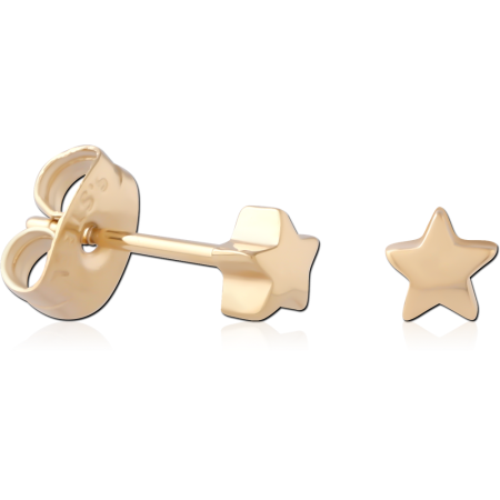 GOLD PVD 18K COATED SURGICAL STEEL EAR STUDS PAIR - STAR