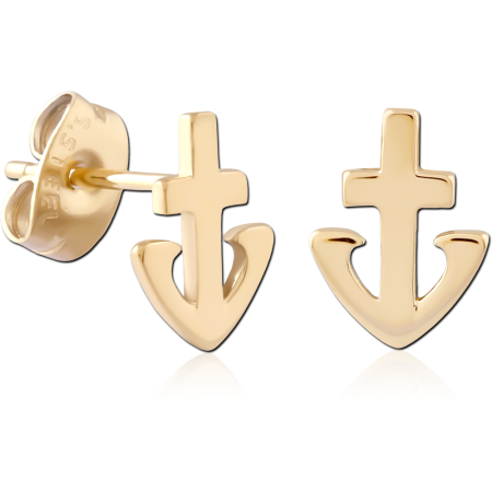GOLD PVD 18K COATED SURGICAL STEEL EAR STUDS PAIR