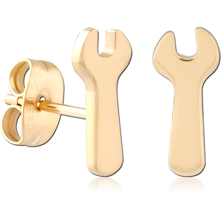 GOLD PVD 18K COATED SURGICAL STEEL EAR STUDS PAIR