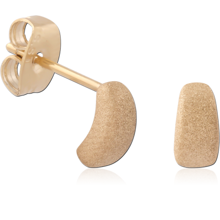 GOLD PVD 18K COATED SURGICAL STEEL STUD EARRINGS MATTE BEAN