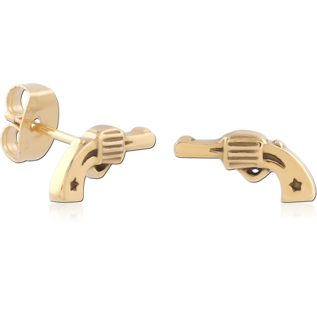 GOLD PVD 18K COATED SURGICAL STEEL EAR STUDS PAIR