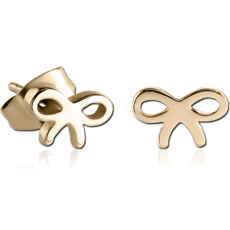 GOLD PVD 18K COATED SURGICAL STEEL EAR STUDS PAIR - BOW