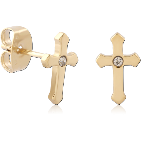 GOLD PVD 18K COATED SURGICAL STEEL EAR STUDS PAIR