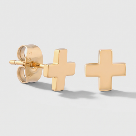GOLD PVD 18K COATED SURGICAL STEEL EAR STUDS PAIR