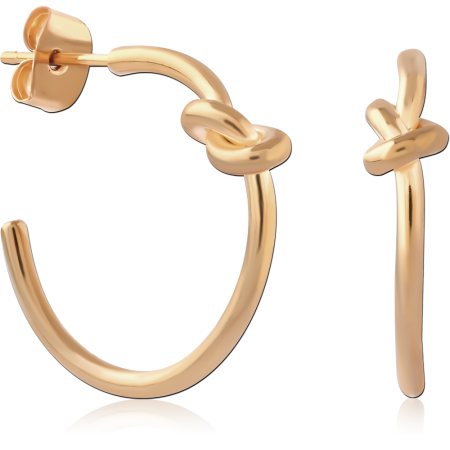 GOLD PLATED 18K STERLING SILVER 925 STUD EARRINGS SMALL HOOP WITH KNOT DETAIL