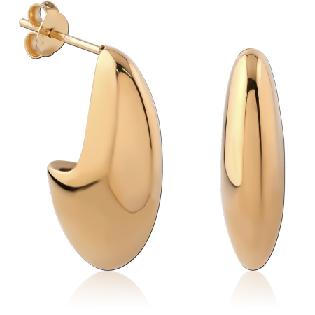 GOLD PLATED 18K STERLING SILVER 925 STUD EARRINGS OPEN TEARDROP HOOP POLISHED