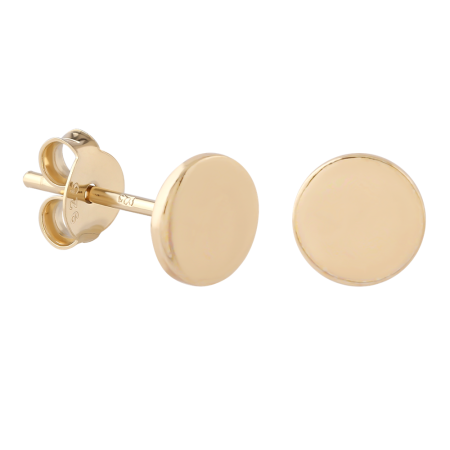 GOLD PLATED 18K STERLING SILVER 925 STUD EARRINGS SIMPLE FLAT DISC