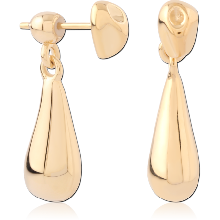 GOLD PLATED 18K STERLING SILVER 925 STUD EARRINGS POLISHED TEARDROP DANGLE