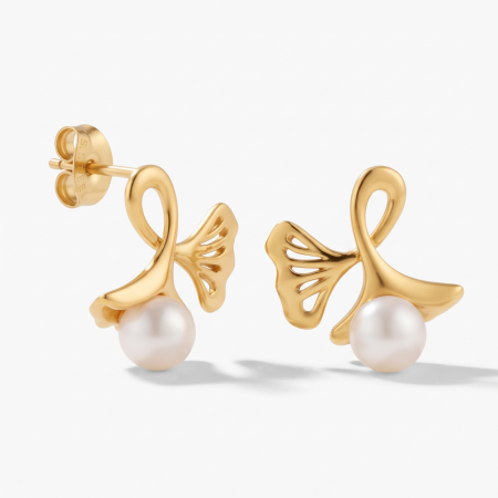 316L GOLD PVD COATED SURGICAL STEEL JEWELED EAR STUDS PAIR