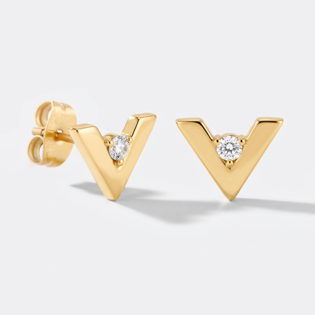 316L GOLD PVD COATED SURGICAL STEEL JEWELED EAR STUDS PAIR
