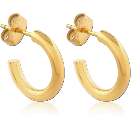 GOLD PVD COATED SURGICAL STEEL STUD EARRINGS POLISHED OPEN HOOP