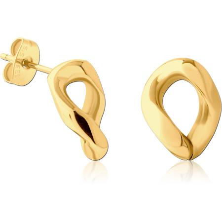 GOLD PVD COATED SURGICAL STEEL STUD EARRINGS ORGANIC OPEN LOOP