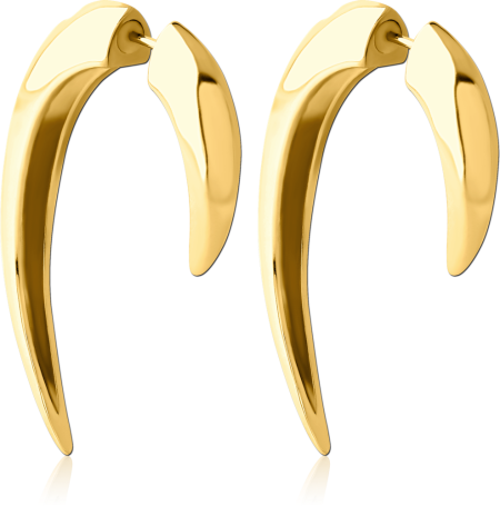 GOLD PVD COATED SURGICAL STEEL STUD EARRINGS PAIR CURVED TALON DESIGN
