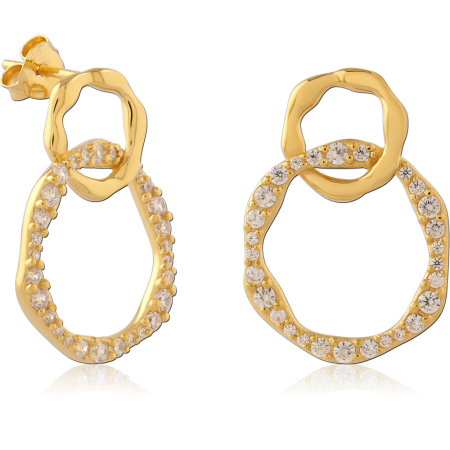GOLD PLATED STERLING SILVER 925 JEWELED EAR STUDS PAIR