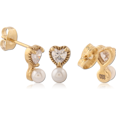 316L GOLD PVD 18K COATED SURGICAL STEEL EAR STUDS PAIR