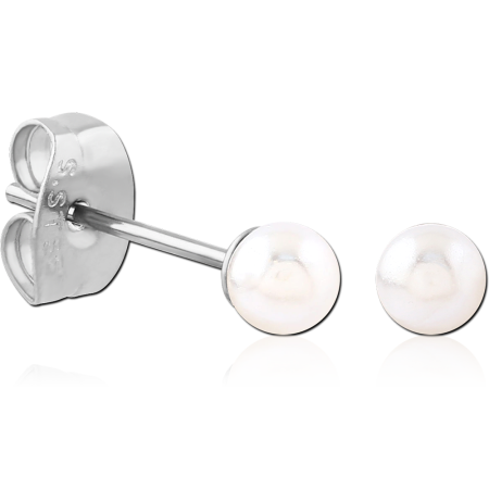 316L SYNTHETIC PEARL BALL TOP WITH 316L SURGICAL STEEL STUD EARRINGS PAIR