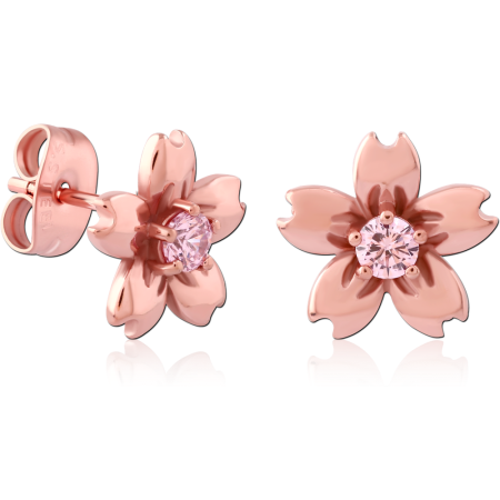ROSE GOLD PVD COTAED SURGICAL STEEL EAR STUDS PAIR