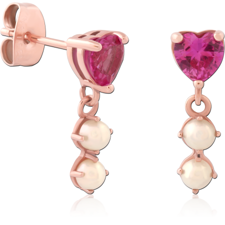 316L ROSE GOLD PVD COATED SURGICAL STEEL EAR STUDS PAIR