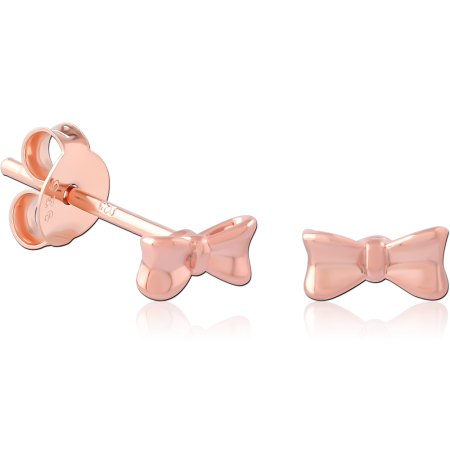 ROSE GOLD PLATED STERLING SILVER 925 STUD EARRINGS POLISHED BOW KNOT
