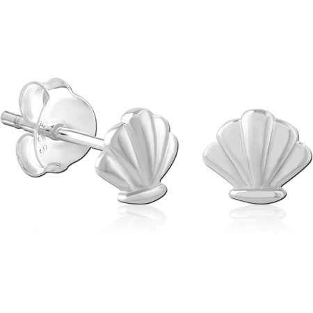 STERLING SILVER 925 STUD EARRINGS SEASHELL