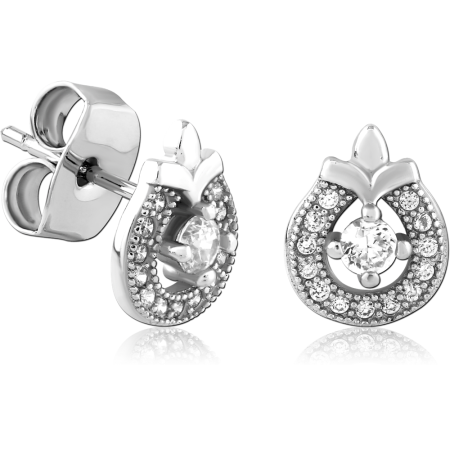 STERLING SILVER 925 STUD EARRINGS TEARDROP HALO WITH CENTER ROUND GEM