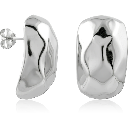 STERLING SILVER 925 STUD EARRINGS ORGANIC ASYMMETRICAL POLISHED ABSTRACT SHAPE DESIGN