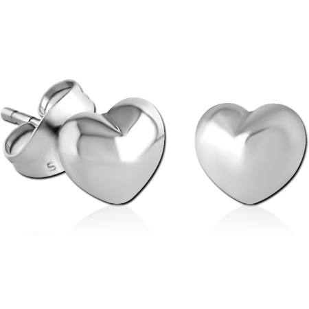 316L SURGICAL STEEL STUD EARRINGS DOMED HEART PAIR
